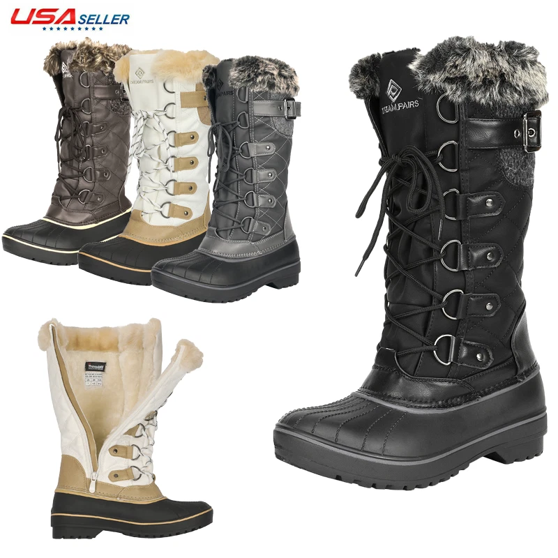 Womens Insulated Waterproof Winter Snow Boots Fur Lined Warm Outdoor Ski Boots - Image 1 of 1