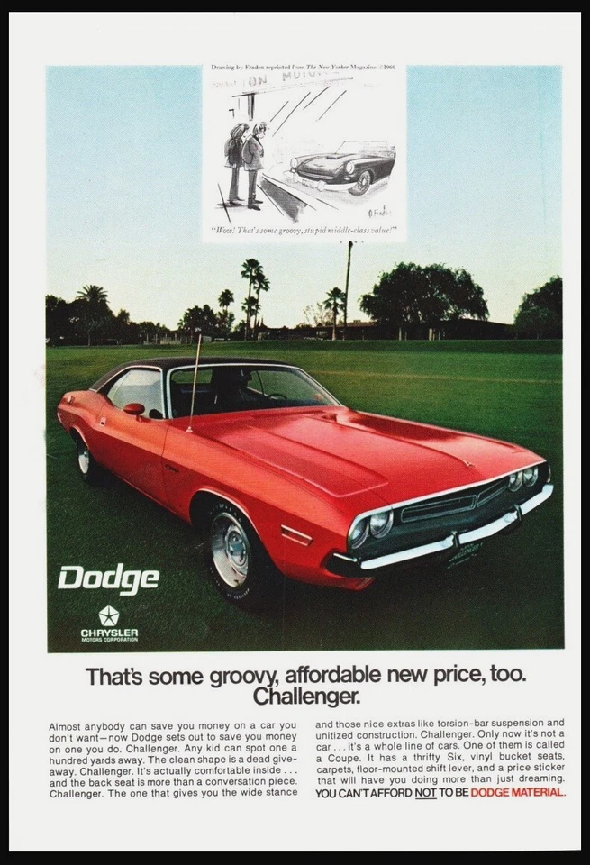 Dodge Challenger 1971 - coche rojo original anuncio impreso-Cueva hombre vintage, decoración garaje Foto 1 de 1