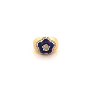 Eleganter 14 Karat Gelbgold Lapis Diamant Ring - Bild 1 von 5