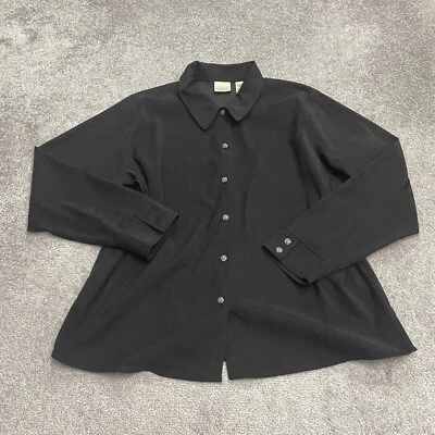 Camisa clásica con botones para mujer XL negra manga larga ropa de trabajo informal Foto 1 de 4