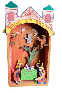 Halloween Folk art Night of the Witches Mechanical Diorama Noche De Brujas Alter - Picture 1 of 24