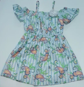 Janie and Jack Girls Paisley Off The Shoulder Multicolor Dress Size 10 Lined - Picture 1 of 16