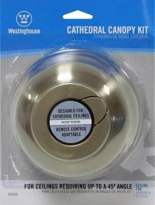 Antiguo kit de dosel de ventilador de techo plano o catedral de 45 grados de latón Foto 1 de 2