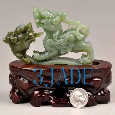 Estatua Pixiu de Jade Nefrita Hetiana Verde Natural Talla Animal Divina Certificada Foto 1 de 4