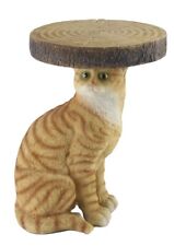35cm Ginger Cat Side Occasional Table Plant Stand Statue Polystone Resin Animal