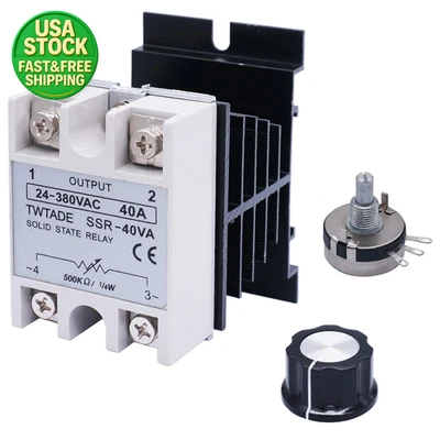SSR-25VA Solid State Voltage Regulator 25A 380VAC with Heat Sink Potentiometer - Image 1 of 4