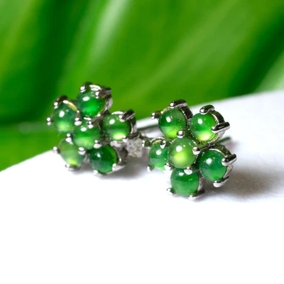 💎 5.05ct Pair Natural Jadeite, Green Jade - Untreated, Burma Gem, Earring - Image 1 of 4