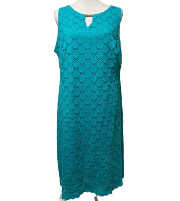 PRE OWNED Women 16W Ronnie Nicole Long Lace Sleeveless Midi Dress Blue - Image 1 of 4