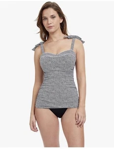 $104 NWT Profile by Gottex Women's E-Cup Underwire Tankini top Black & White 34E - Picture 1 of 10