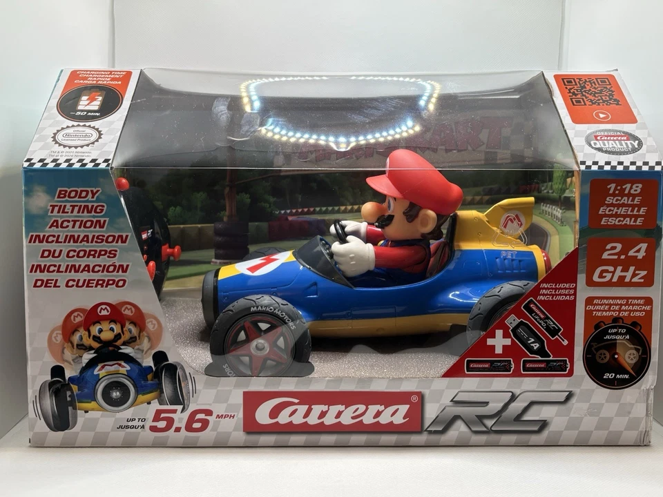 Carrera RC 2.4GHz Mario Kart Mach 8 Remote Control Car 5.6 MPH Mario Nintendo   - Image 1 of 4