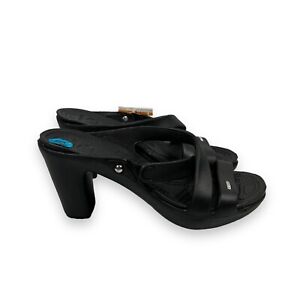 NWT Crocs Cyprus IV Heel Womens Sz 10 - Black Slip On Rubber Sandals Shoes 14558