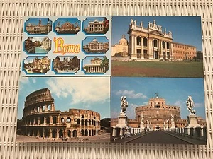 4 Postcards Roma Italy Plurigraf Colosseum St. Angelo Castle Basilica St John - Picture 1 of 9