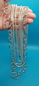 2 Silver-Tone Necklaces Styled Combination with One Serpentine, One Chain. - Picture 1 of 5