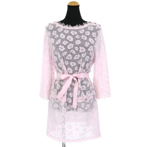 Abito CHANEL trasparente donna taglia 36 rosa misto cotone frange logo originale