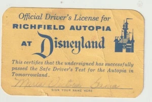 EFÍMERA: LICENCIA PARA AUTOPIA RICHFIELD EN DISNEYLAND, 1955 - Imagen 1 de 2