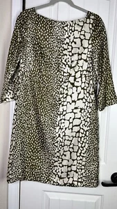 J. Vestido Crew Para Mujer Estampado de Reptiles 100% Seda Sarga Vaina Ágeno Boho Retro Talla 4 - Imagen 1 de 12