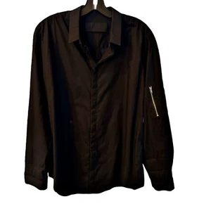 Juun.J Navy Blue Zippered Detail Button Down Shirt - Sz EU 46 US XL - Picture 1 of 11