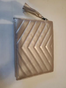 Authentic Neiman Marcus Clutch Pouch Pochette Bag Champagne NWOT (M) - Picture 1 of 4