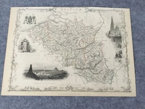 JOHN TALLIS 1851 BELGIUM ANTIQUE MAP STEEL ENGRAVED - Picture 1 of 3