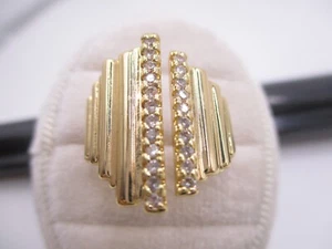 Wrap Around open CZ bar graduated statement Art Deco style ring sz 6 0106 - Picture 1 of 9