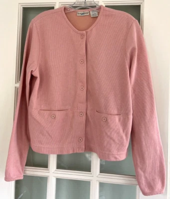 Travel Smith 罗纹针织开衫柔软桃色涤纶/棉,尺寸 M — 第 1/4 张图片