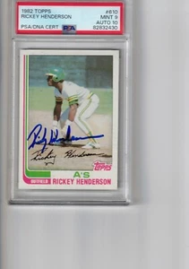 1982 Topps # 610 Rickey Henderson HOF AUTO PSA 10 / PSA 9 - Bild 1 von 2