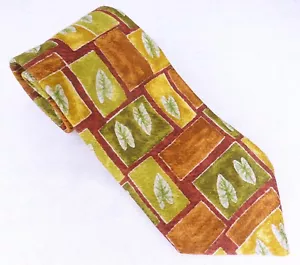 "Ermenegildo Zegna Krawatte grün rot Blätter geometrisch 100 % Seide Made Italy 57""x4" - Bild 1 von 6