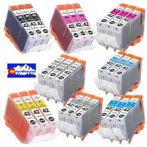 Paquete de 3 cartuchos de tinta compatibles de 8 colores para inyección de tinta Canon CLI42 PIXMA PRO-100 - Imagen 1 de 9