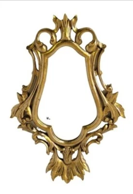 Precioso espejo de vidrio antiguo vintage italiano dorado Art Nouveau 23W"x25L" Foto 1 de 4