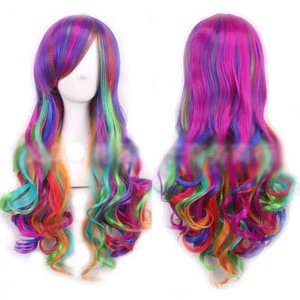 Pretty 80cm Long Curly Wigs Cosplay Costume Hair Anime Full Wavy Halloween Wig - Picture 1 of 22