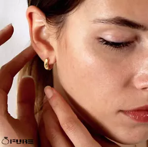 Hypoallergenic Small 14K Gold Filled Huggie Hinged Clicker Stud Hoop Earrings - Picture 1 of 12