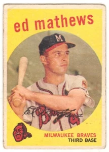 1959 TOPPS BASEBALL #450 ED MATHEWS MILWAUKEE BRAVES HOF - Foto 1 di 2