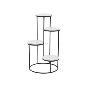 Deco 79 Marble Indoor Plantstand 4 Tier Plant Shelf with Black Base, Plant St... - Picture 1 of 8