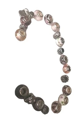 20套多种粉红色和银色手链珠/饰品 — 第 1/4 张图片