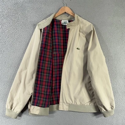 Chaqueta de bombardero vintage años 70 IZOD Lacoste para hombre XL forrada a cuadros Harrington DEFECTUOSA Foto 1 de 4