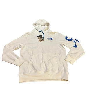 The North Face Flag Hoodie White Red Blue Mens Medium NWT Casual Fleece - Picture 1 of 11
