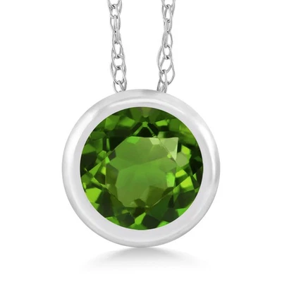Collar colgante de diopsido de cromo verde de oro blanco de 14K para mujer (0,50 Cttw, Foto 1 de 3