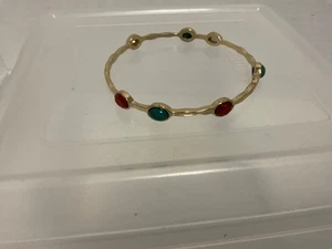 Goldfarbener Armreif Mehrfarbig Cabochon Oval Edelstein Armband - Bild 1 von 4