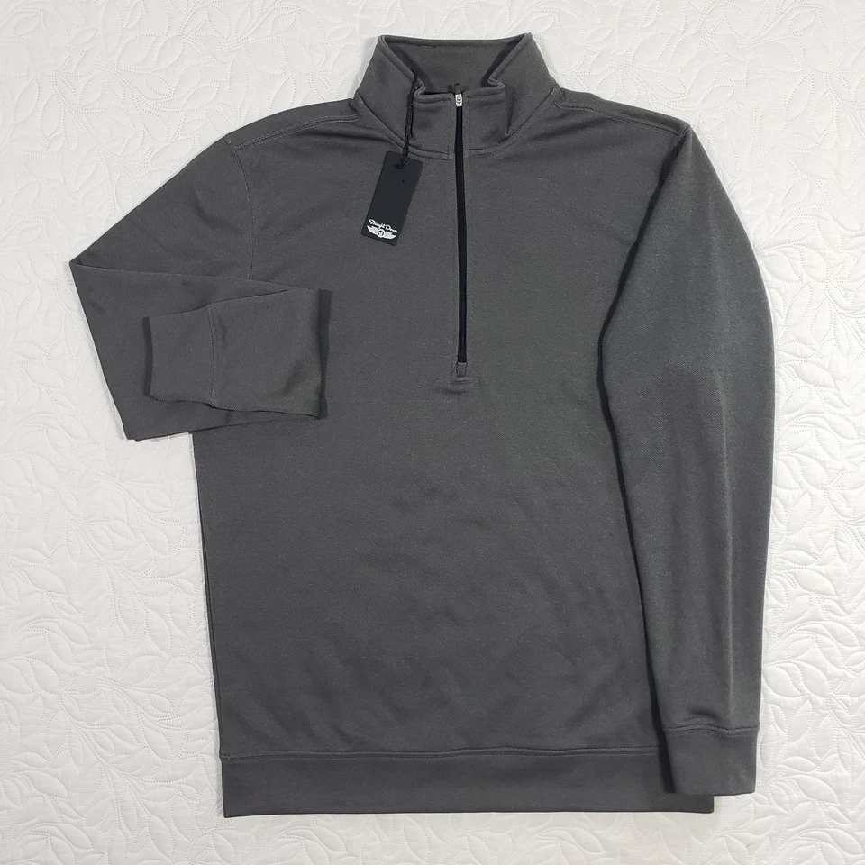 Nuevo con etiquetas Suéter Pullover Grant 1/4 Cremallera Para Hombre Mediano 'Negro' Gris Golf Foto 1 de 4