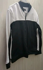 Giacca da pista Kenneth Cole taglia M nera bianca full zip foderata in pile leggero - Foto 1 di 12