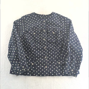 Chaps Navy & White Polka Dot Denim Jacket Trucker Women's Size 2X - Picture 1 of 9