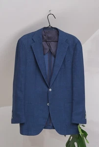 Suitsupply Luxury Men's Blue Wool Silk Linen Jort Patch Blazer Jacket Size 52 - Picture 1 of 15