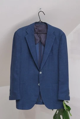 Suitsupply Luxury Men's Blue Wool Silk Linen Jort Patch Blazer Jacket Size 52 - Image 1 of 4