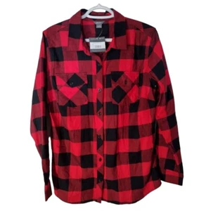 Damen Large neu mit Etikett Eddie Bauer rot und schwarz weiches Flanell Westernhemd - Bild 1 von 7