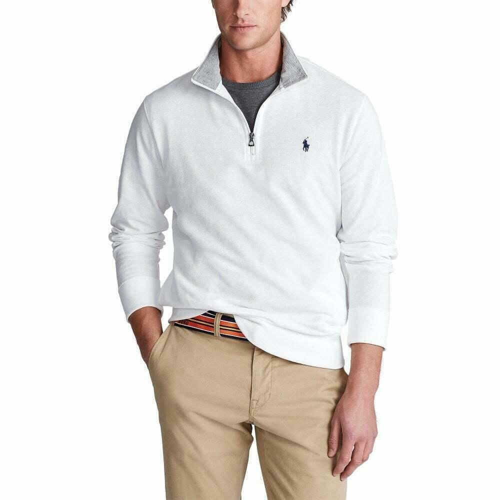 Mesh Quarter Zip Pullover White 