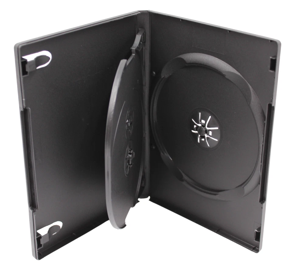 New Standard Black 3-Disc DVD Replacement 14mm Case Premium Movie Storage Shell - Image 1 of 4