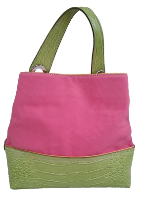 Bolso de Mano Tommy Hilfiger Swingers De Colección Lona rosa/cuero de cocodrilo verde en relieve Foto 1 de 4
