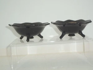 Indiana Glass Black Onyx Taper Candle Holders - Picture 1 of 4