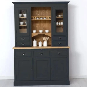 Küchenschrank Küchenbuffet Schrank Buffet Buffetschrank Schwarz Fichte - Bild 1 von 7