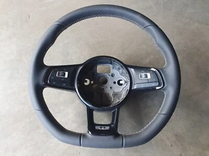 VW GOLF MK7 TRANSPORTER T5.1 T6 FLAT BOTTOM LEATHER STEERING WHEEL 5G0419091CJ - Bild 1 von 12